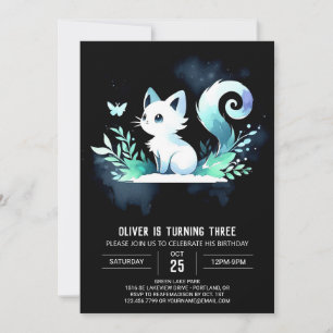 Fantasy Watercolor Cat Birthday  Invitation