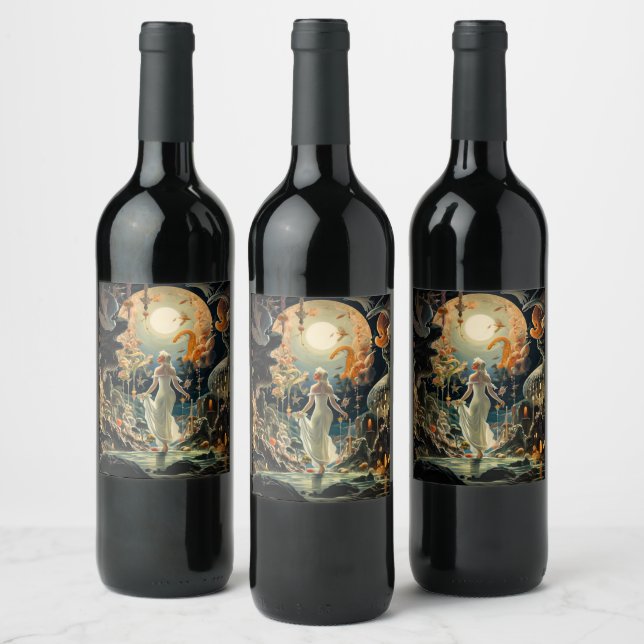 Fantasy Watercolor Wine Label (Bottles)