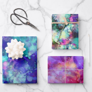fantasy watercolors in multi-tones : wrapping paper sheet