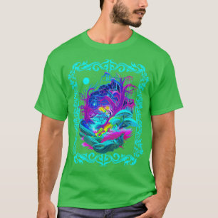 Fantasy Whimsical Forest Night Retrowave Art Nouve T-Shirt