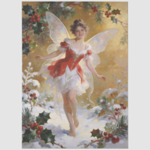 Fantasy Whimsical Winter Fairy Red Holly TMF26 Tissue Paper