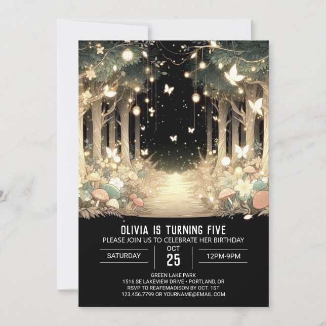 Fantasy Whimsical Woodland Digital Birthday Invitation (Front)