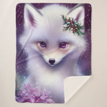 Fantasy White Baby Fox with Lavender Eyes