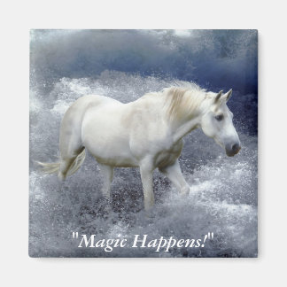 Fantasy White Horse & Ocean Surf  Gifts Magnet