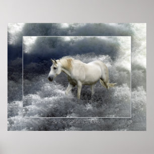 Fantasy White Horse & Ocean Surf Poster