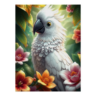 Fantasy White Parrot  Poster