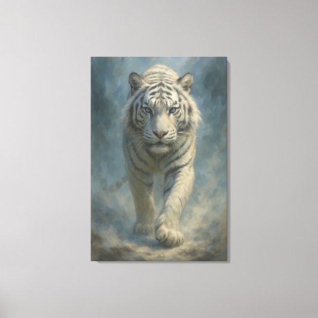Fantasy White Tiger – Mystic Aura Series | ManJian Canvas Print (Front)