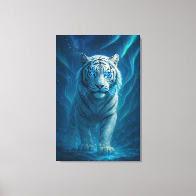 Fantasy White Tiger – Mystic Aura Series | ManJian Canvas Print (Front)