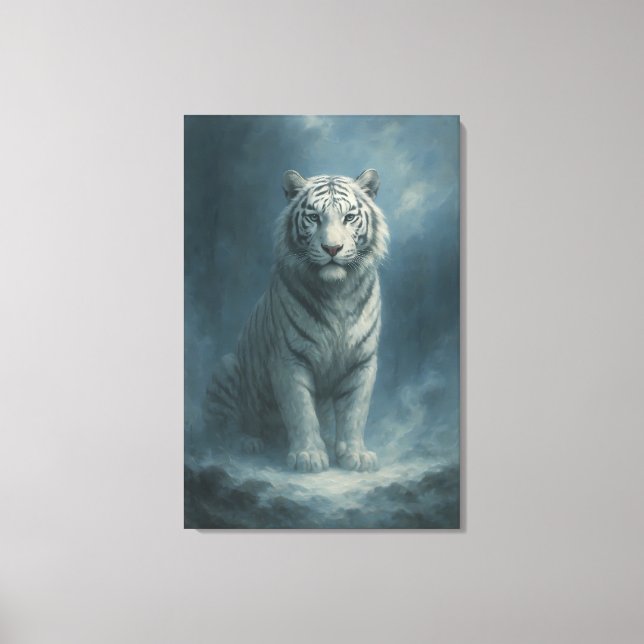 Fantasy White Tiger – Mystic Aura Series | ManJian Canvas Print (Front)
