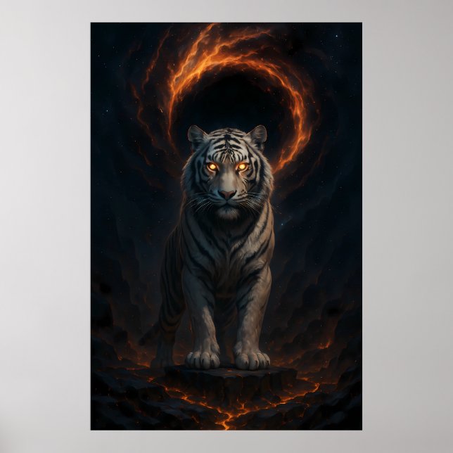 Fantasy White Tiger – Mystic Aura Series Poster (Front)