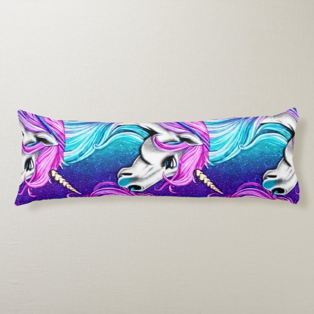 Fantasy White Unicorn Seamless Pattern Body Cushion (Front)