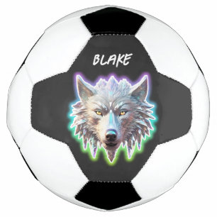 Fantasy White Wolf Head Football
