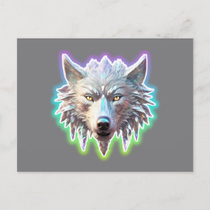 Fantasy White Wolf Head Postcard