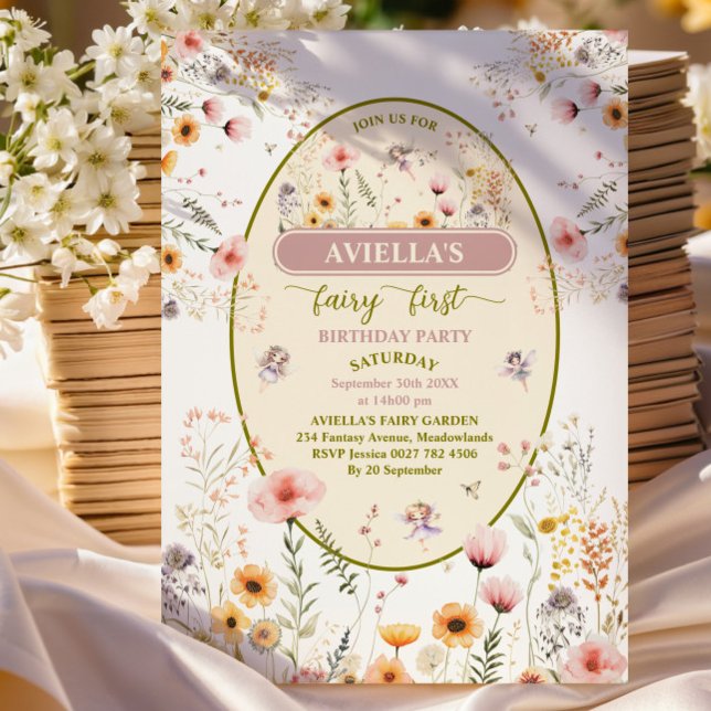 Fantasy wildflower fairy first Invitation (Creator Uploaded)