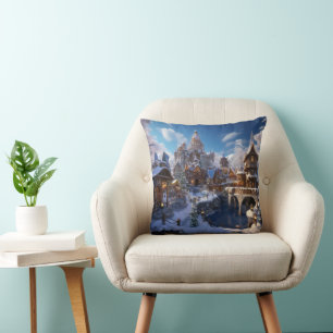 Fantasy Winter City Cushion