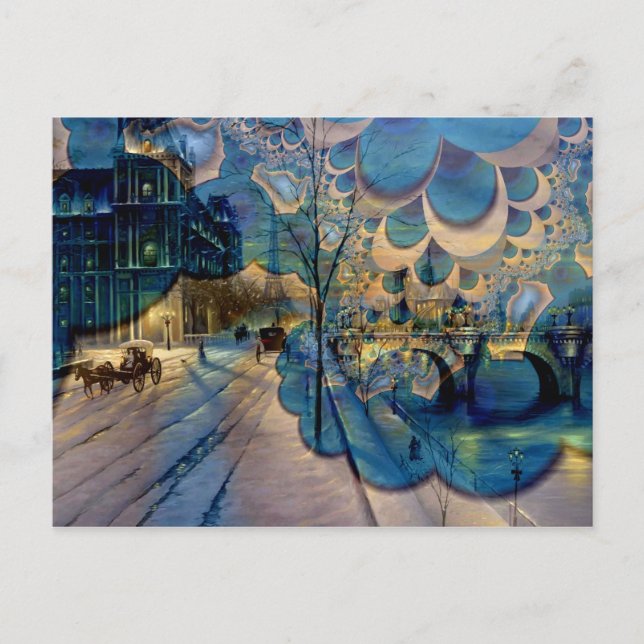 Fantasy Winter in Paris Postcard (Front)