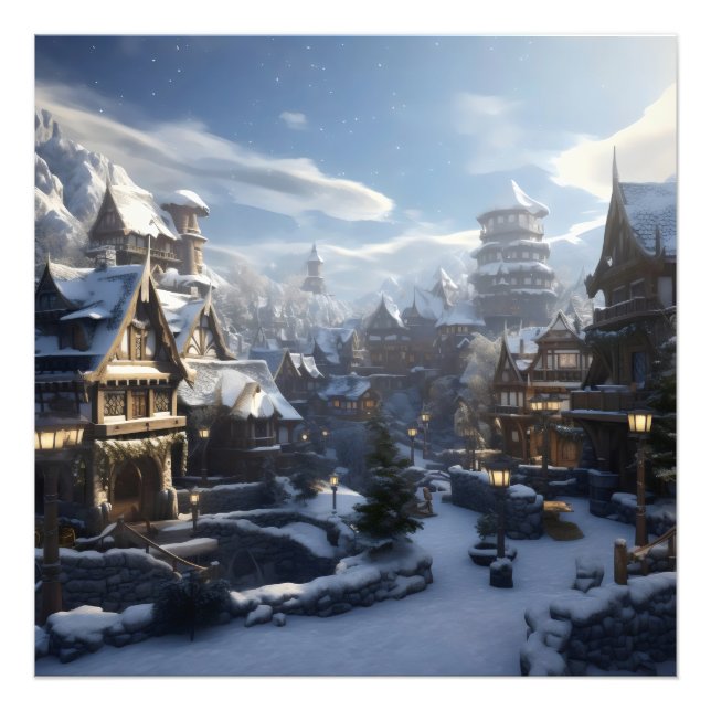 Fantasy Winter Town Photo Print (Front)