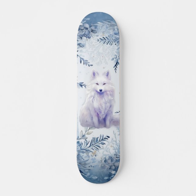 Fantasy Winter White Fox Skate Deck (Front)