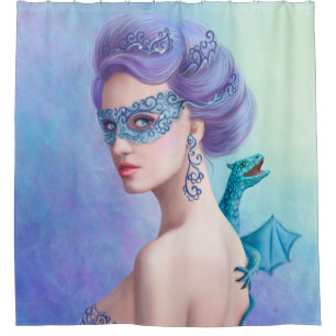 Fantasy winter woman, beautiful snow queen shower curtain