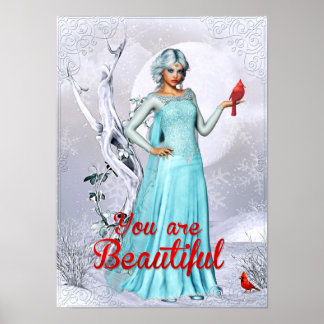 Fantasy Winter Woman You are Beautiful Poster Art