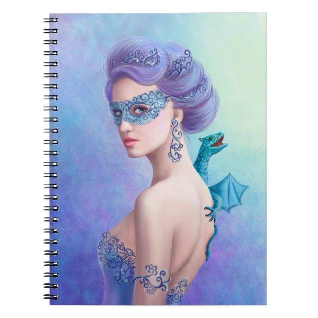 Fantasy winter womanwith blue dragon notebook (Front)