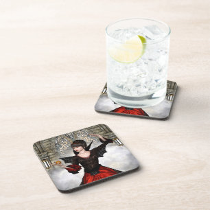 Fantasy Witch - Mediaeval Castle Halloween Art Coaster