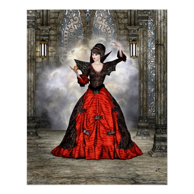 Fantasy Witch - Mediaeval Castle Halloween Art Poster (Front)
