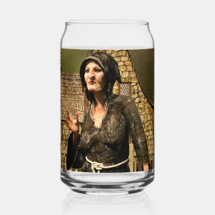 Fantasy Witch Mediaeval Village Halloween Can Glass
