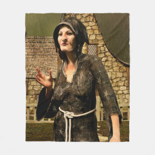 Fantasy Witch Mediaeval Village Halloween Fleece Blanket