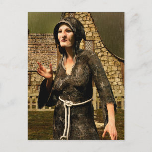 Fantasy Witch Mediaeval Village Halloween Postcard