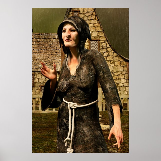 Fantasy Witch Mediaeval Village Halloween Poster (Front)
