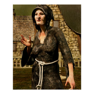 Fantasy Witch Mediaeval Village Halloween Poster