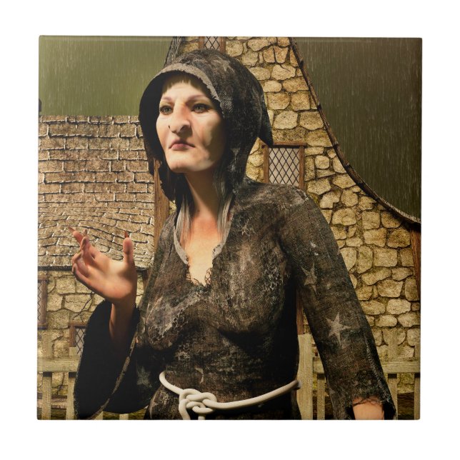 Fantasy Witch Mediaeval Village Halloween Tile (Front)