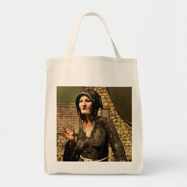 Fantasy Witch Mediaeval Village Halloween Tote Bag (Front)