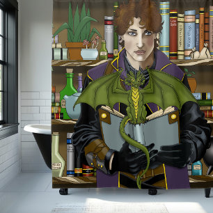 Fantasy Wizard Books Dragon Potions Shower Curtain