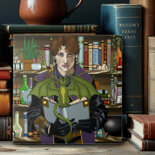 Fantasy Wizard Books Dragon Potions Tile