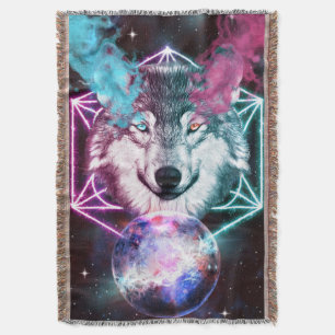 Fantasy Wolf Throw Blanket