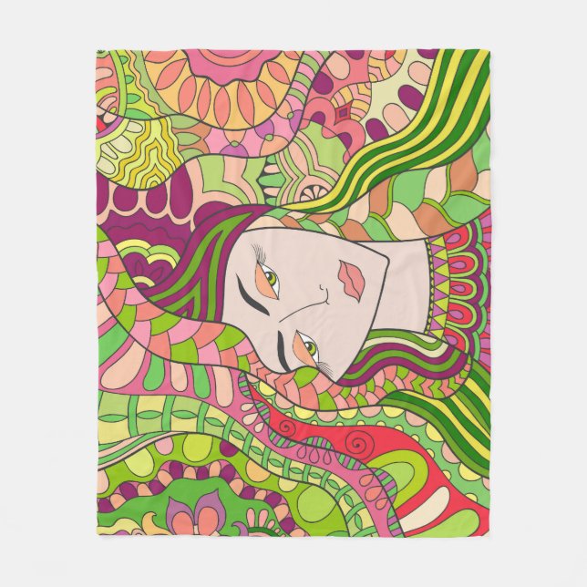 Fantasy Woman: Abstract Spring Folk. Fleece Blanket (Front)