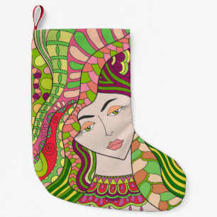 Fantasy Woman: Abstract Spring Folk. Small Christmas Stocking