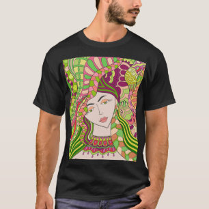 Fantasy Woman: Abstract Spring Folk. T-Shirt