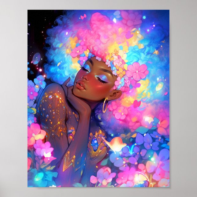 Fantasy Woman African American Art Poster (Front)