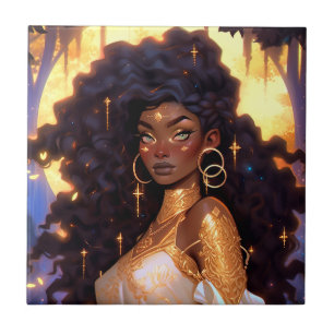 Fantasy Woman African American Art Tile