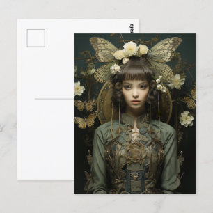 Fantasy Woman and Insect Wings Scifi AI Art Postcard