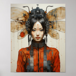Fantasy Woman and Insect Wings Scifi AI Art Poster