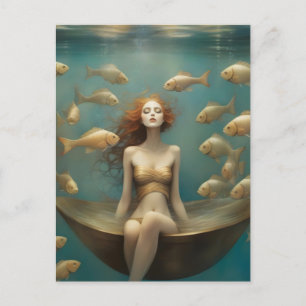 Fantasy Woman Bathing Under the Ocean Postcard