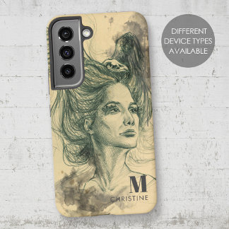 Fantasy Woman Bird Skull Wings Surreal Art Name Samsung Galaxy Case