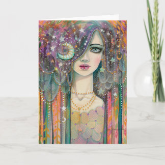 Fantasy Woman Bohemian Gypsy Colourful Abstract Card