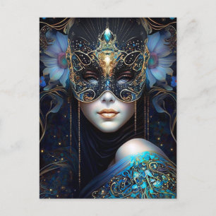 Fantasy Woman Wearing Mask Postcard