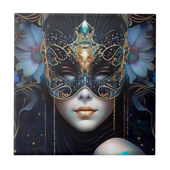 Fantasy Woman Wearing Mask Tile (Front)