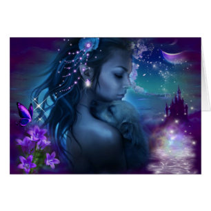 Fantasy Woman with Puppy Dog Card